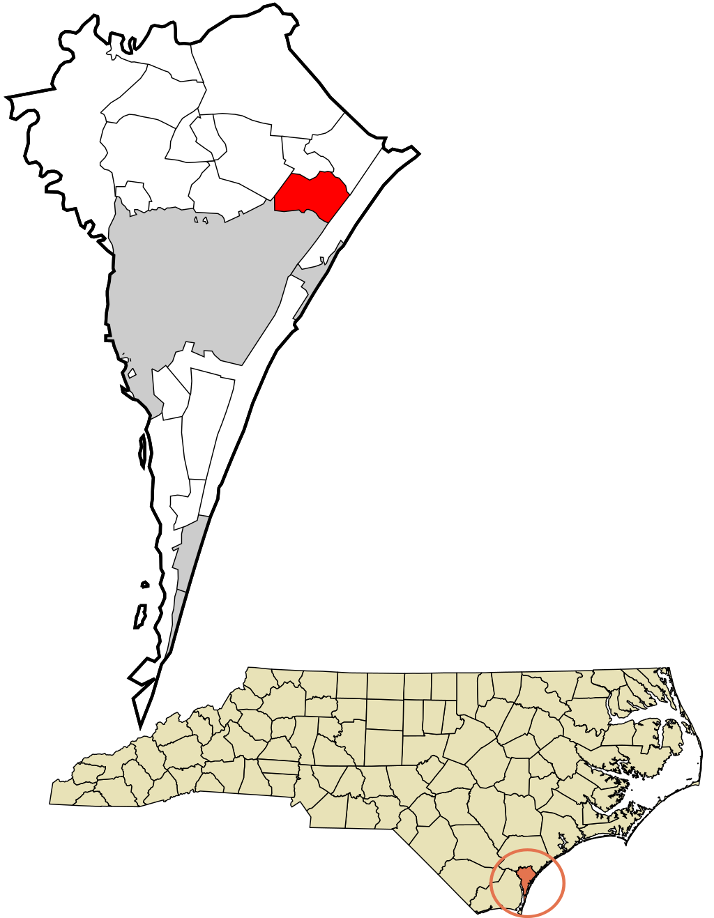 new hanover county north carolina incorporated and unincorporated areas ogden highlighted.svg